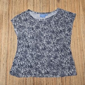 Simply Vera Vera Wang Womens XL White and Black‎ Patterned Sleeveless Blouse.